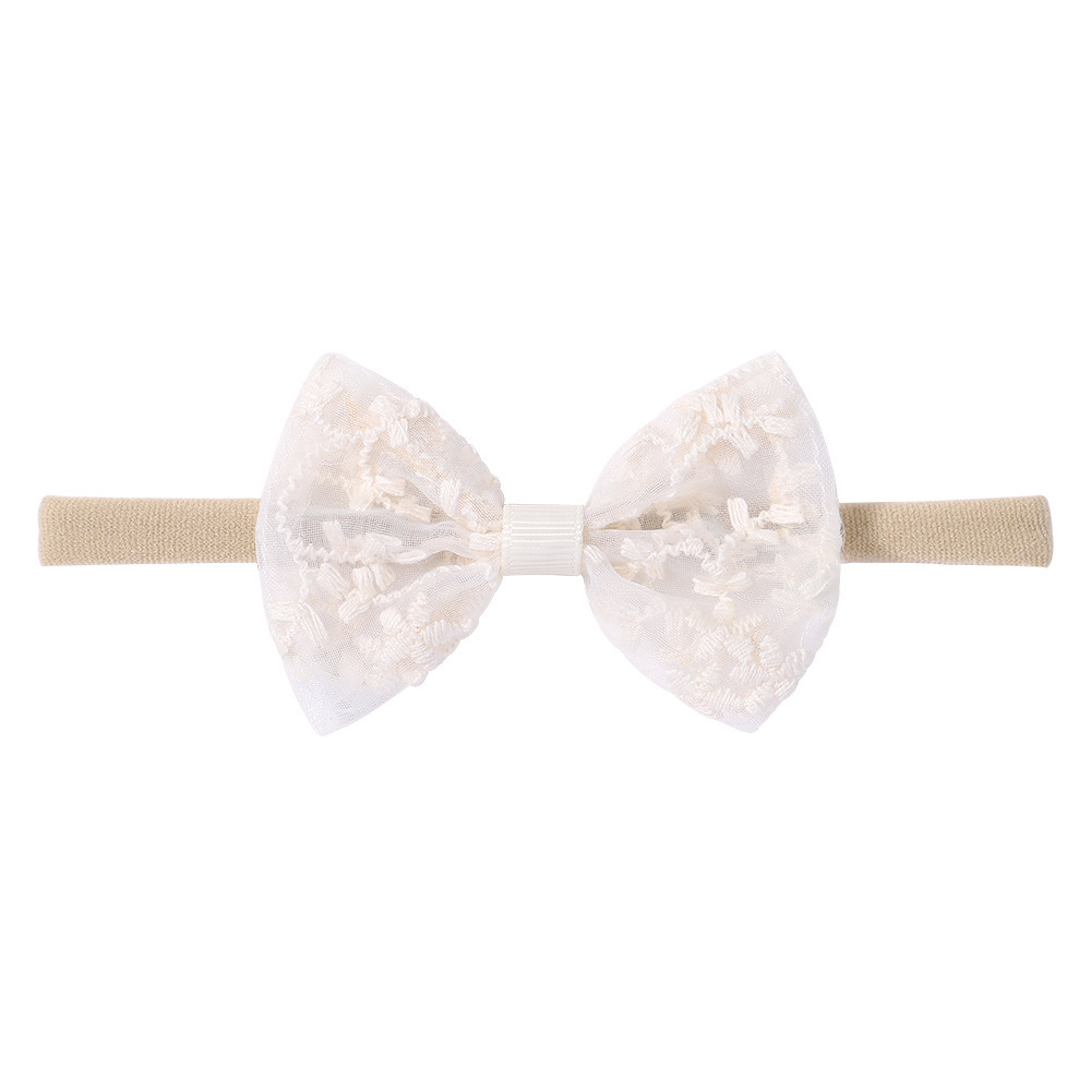 Embroidered bow baby headband set 