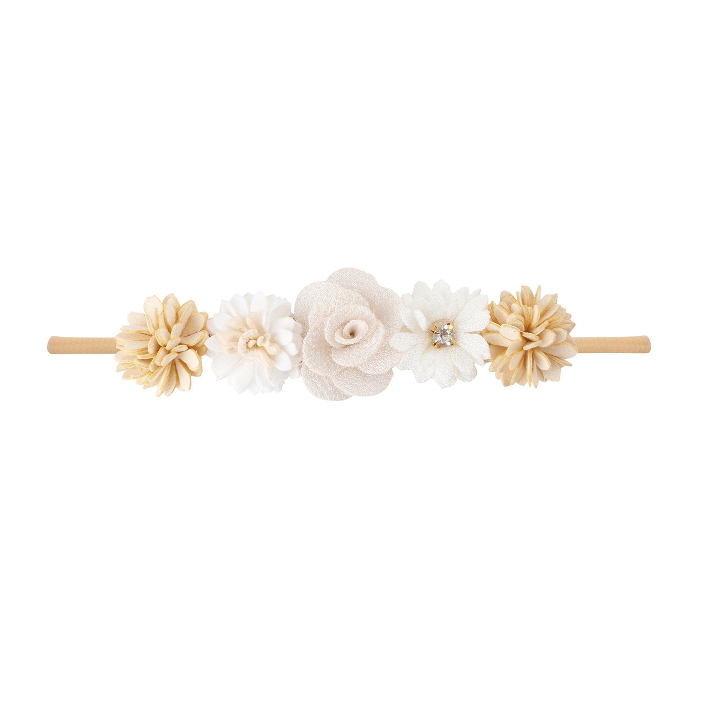 Mixed offwhite/yellow floral baby headband 