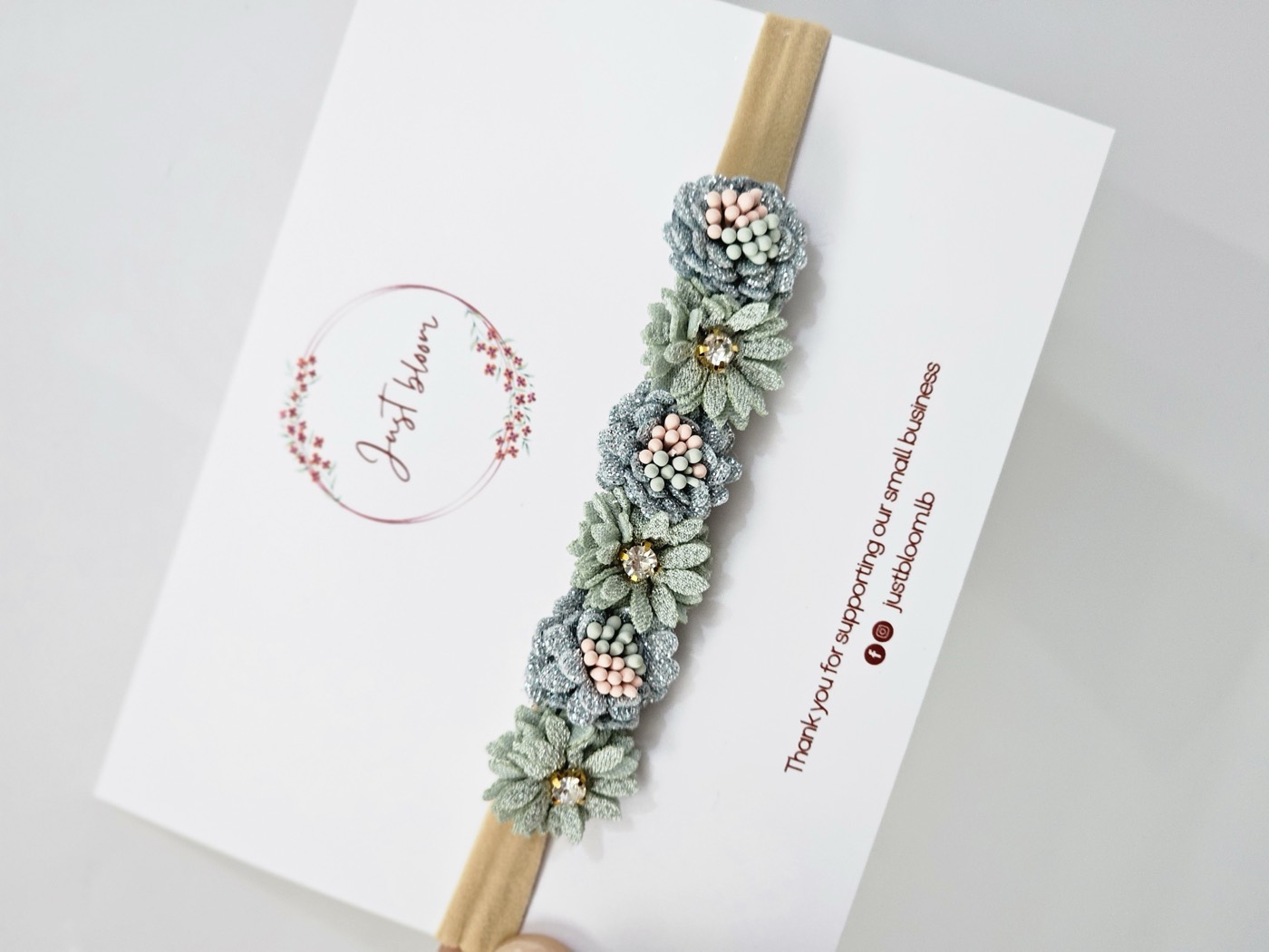 Aqua floral baby headband 
