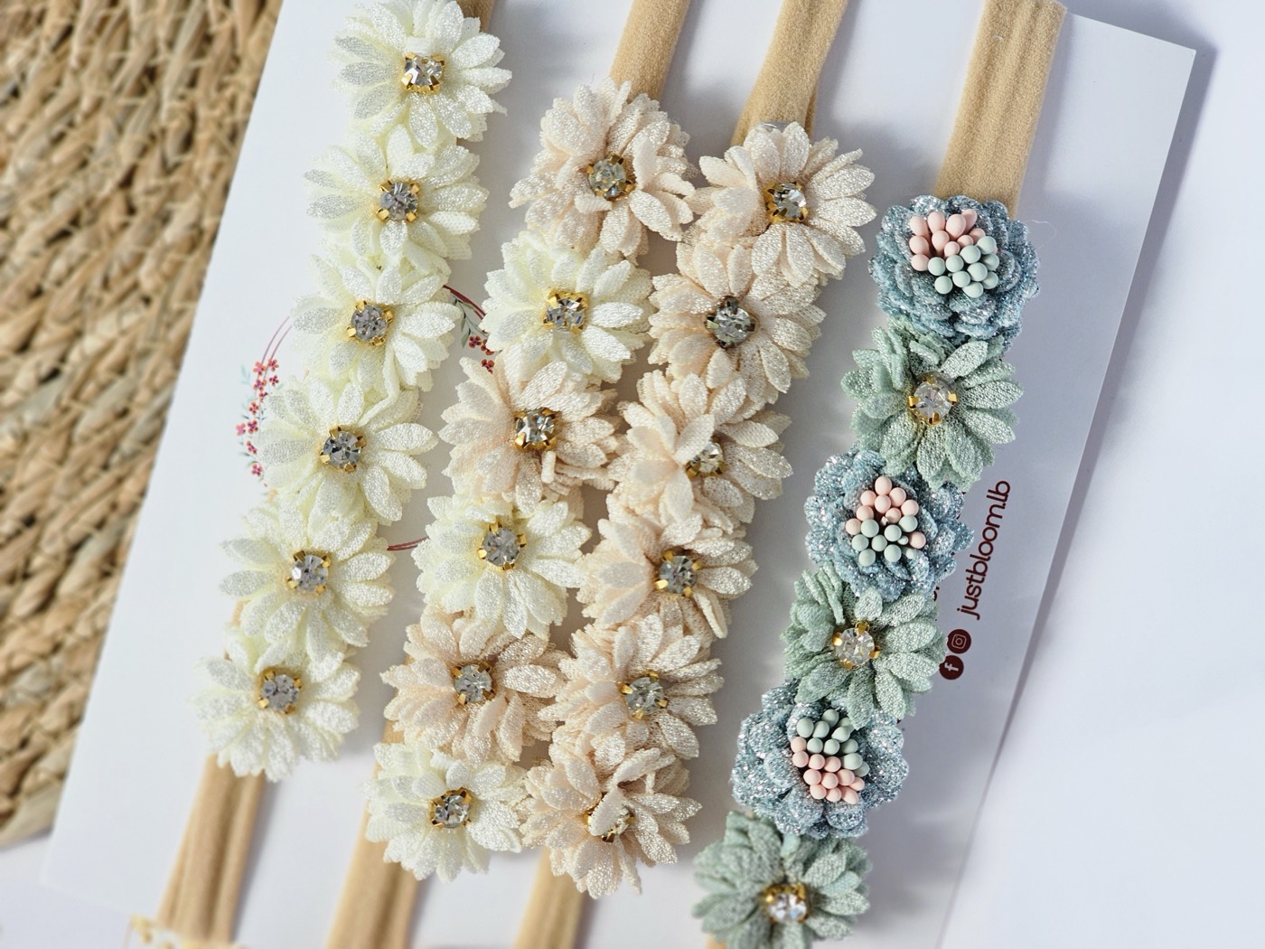 Aqua floral baby headband 