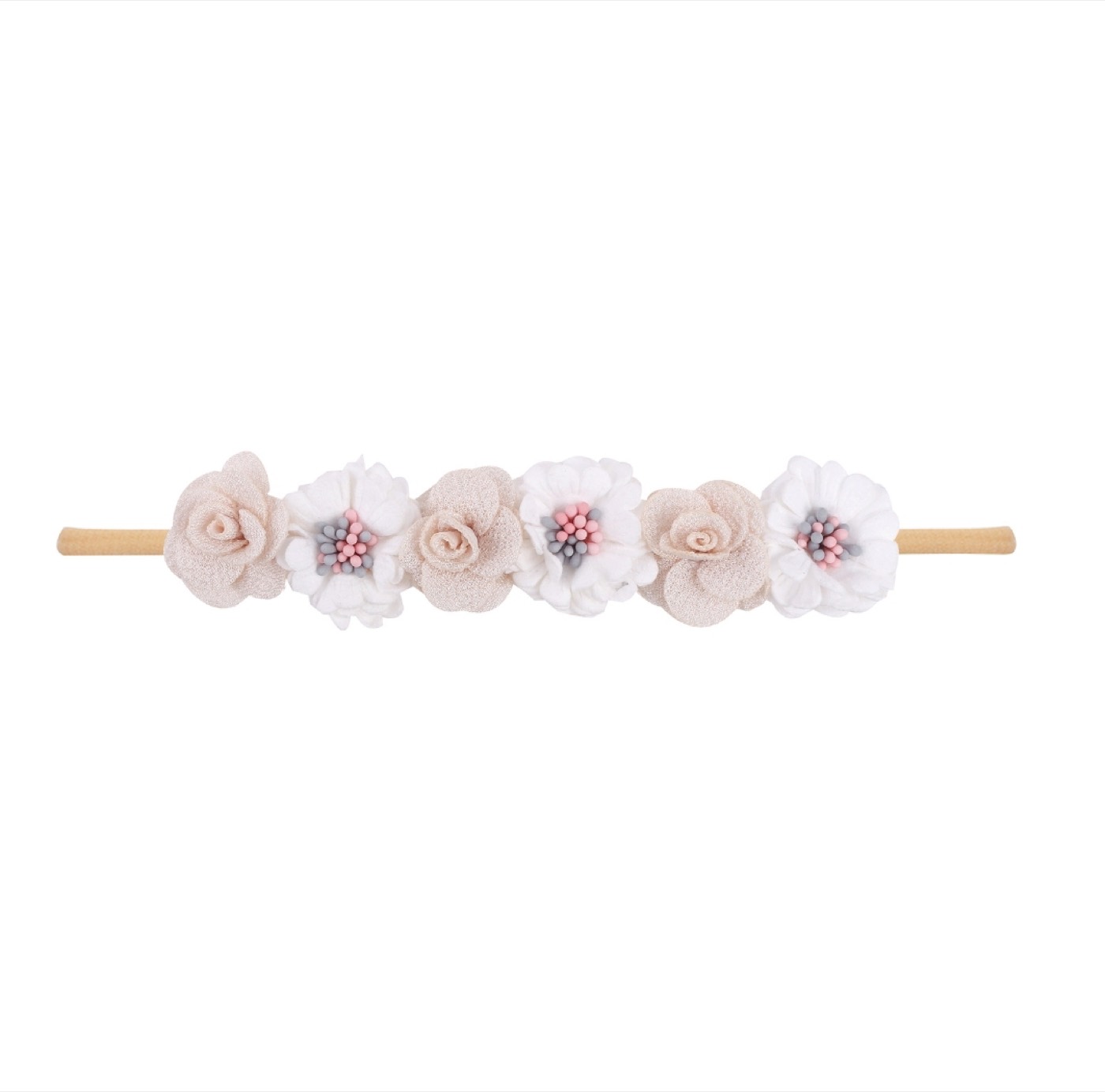 Mixed white/blue jeans floral baby headband 