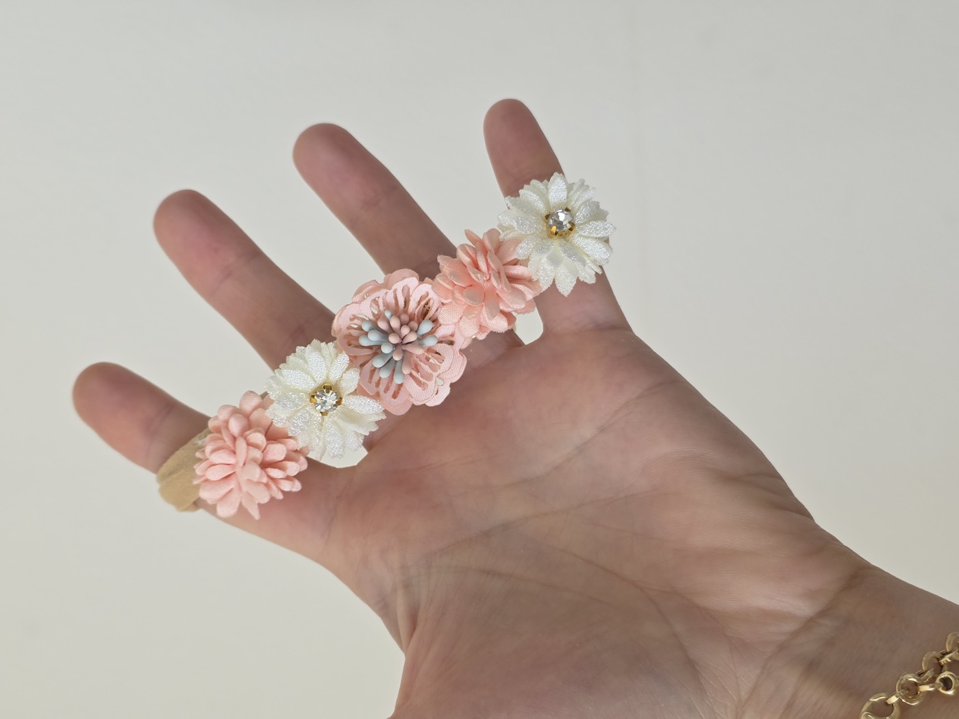 Mixed punk/white floral baby headband