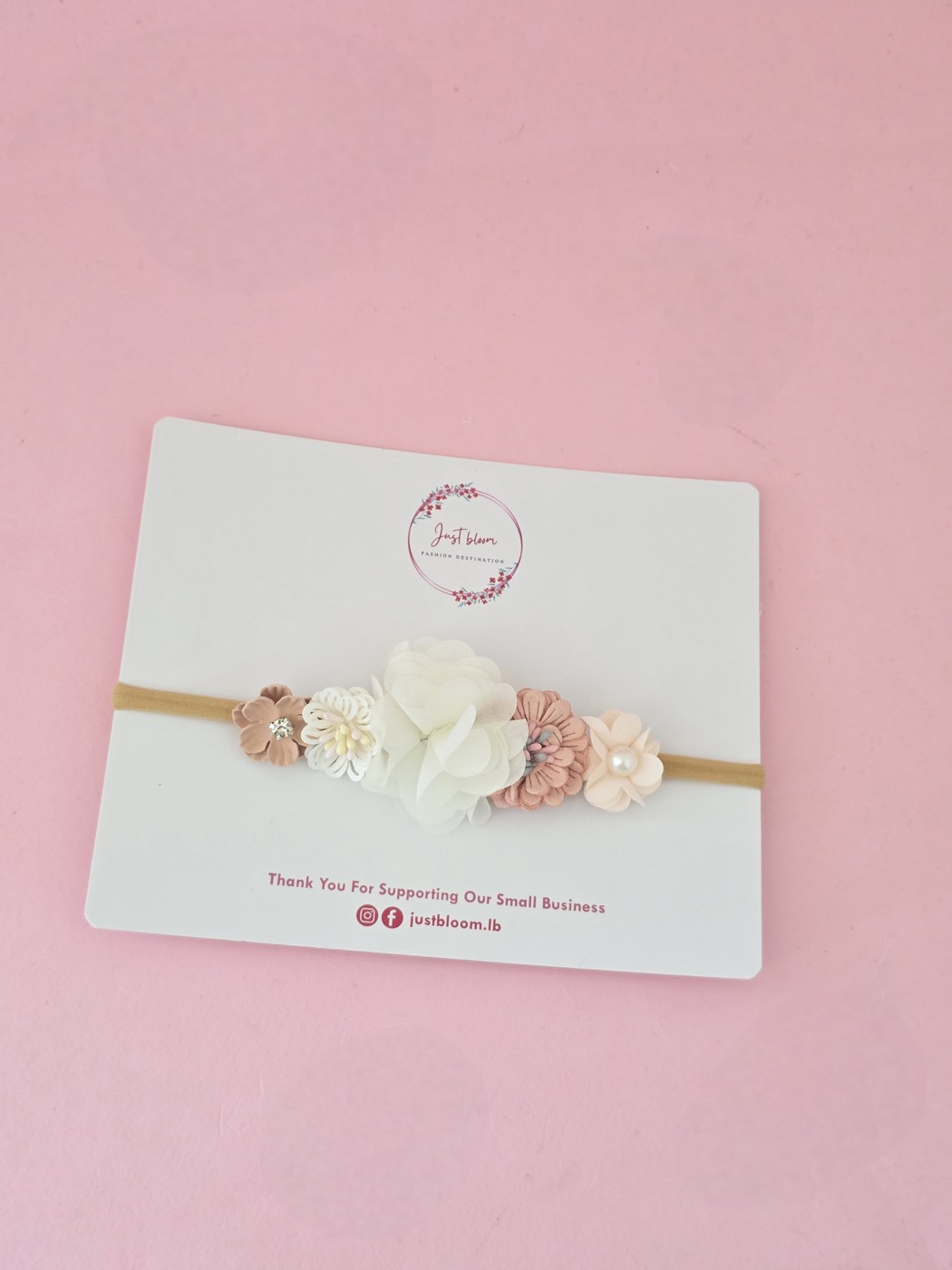 Mixed Bois des roses/offwhite  floral baby headband
