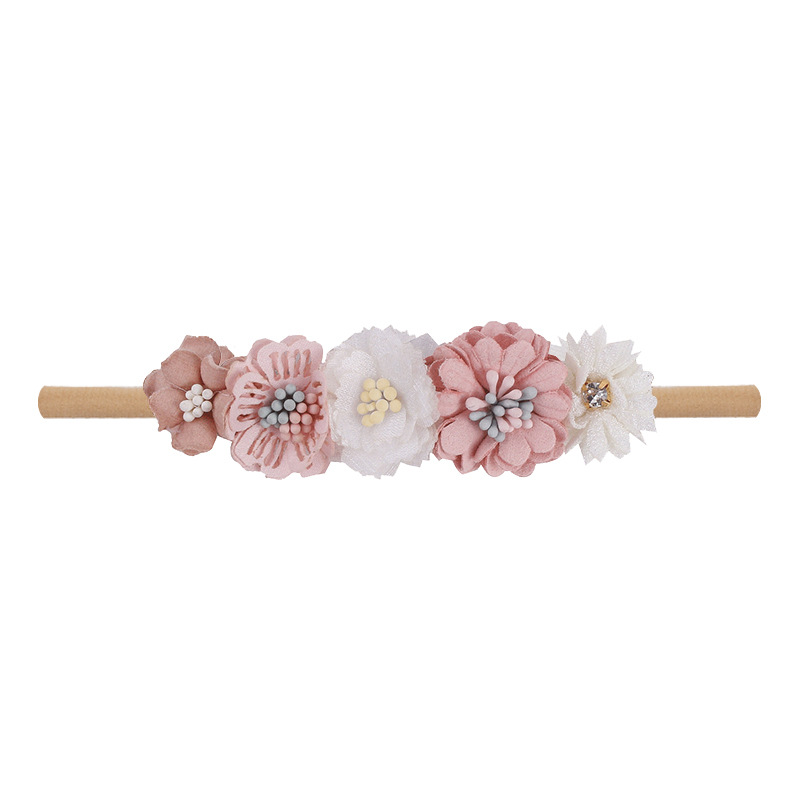 Mixed white/pink floral headband 