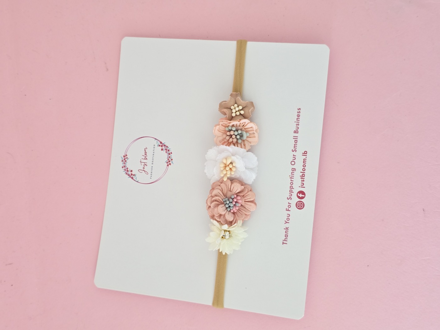 Mixed white/pink floral headband 