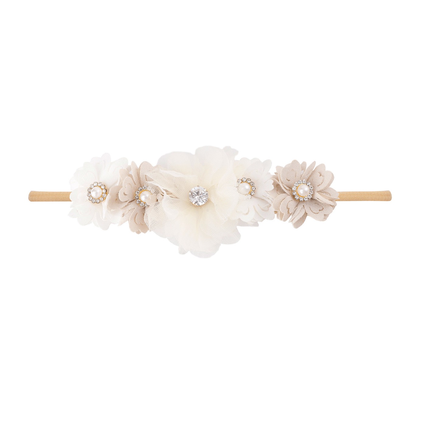 Offwhite/beige floral baby headband 