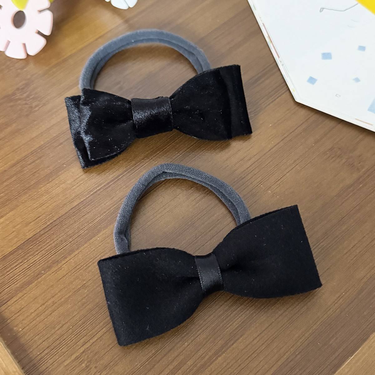 2pcs black bow baby headband set 