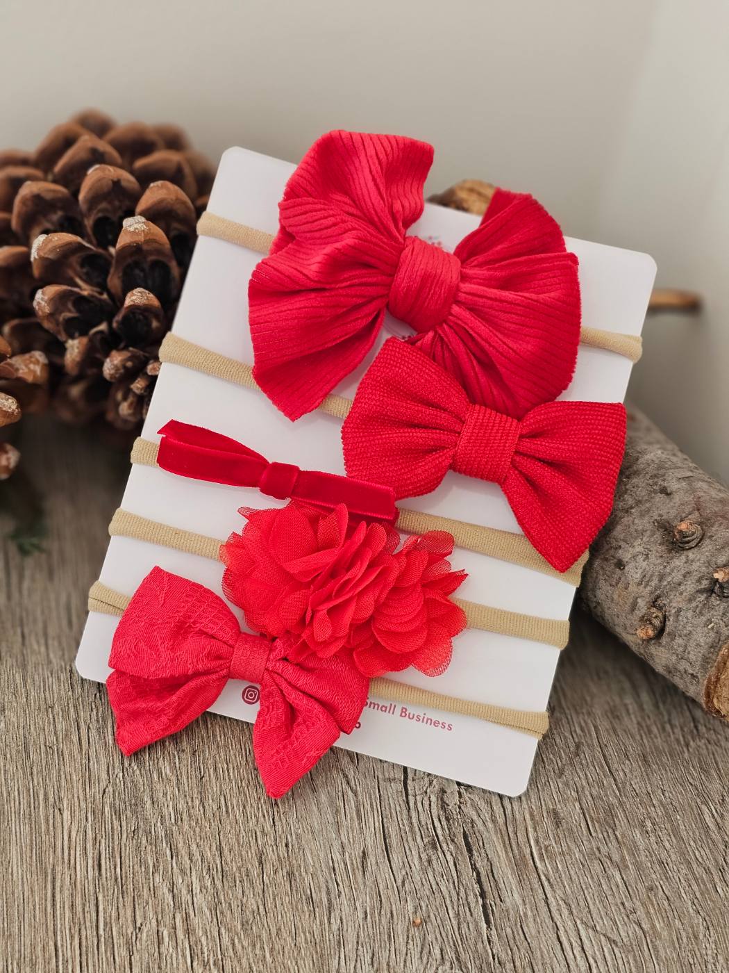 5pcs Red baby headband set