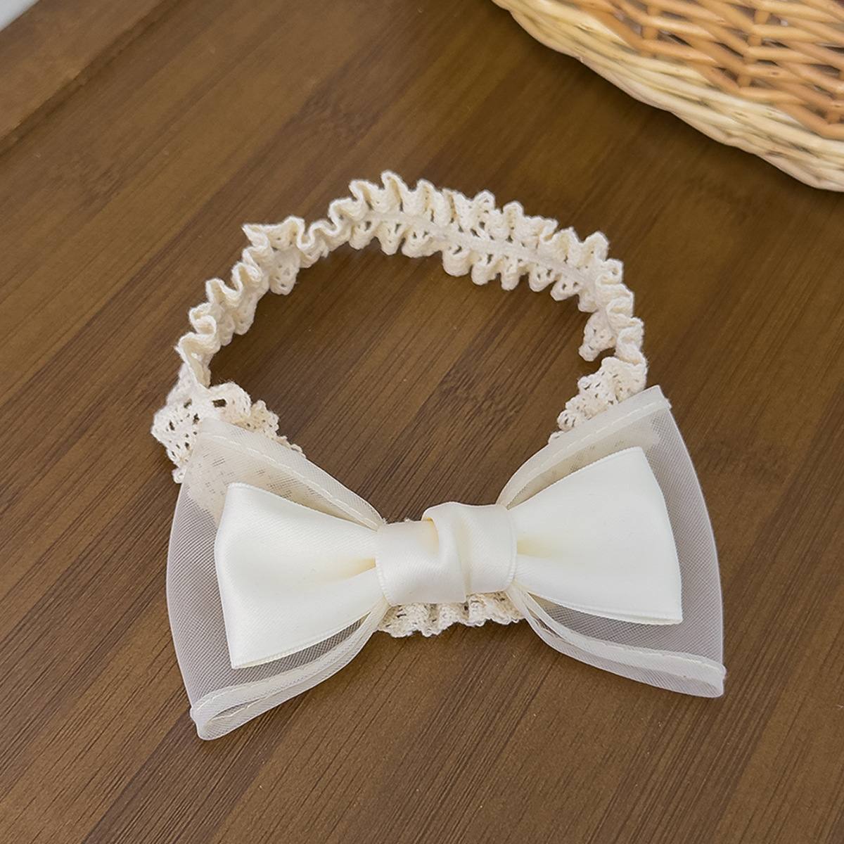 Offwhite Lace and Satin baby headband 