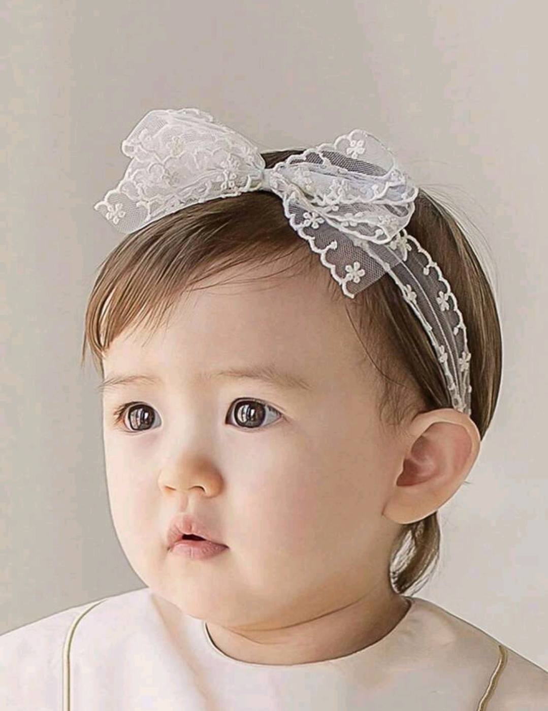 Offwhite Lace baby headband 