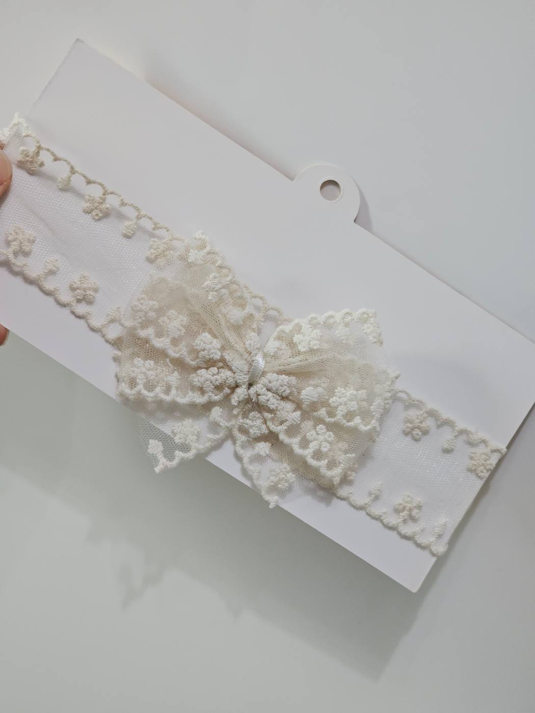 Offwhite Lace baby headband 