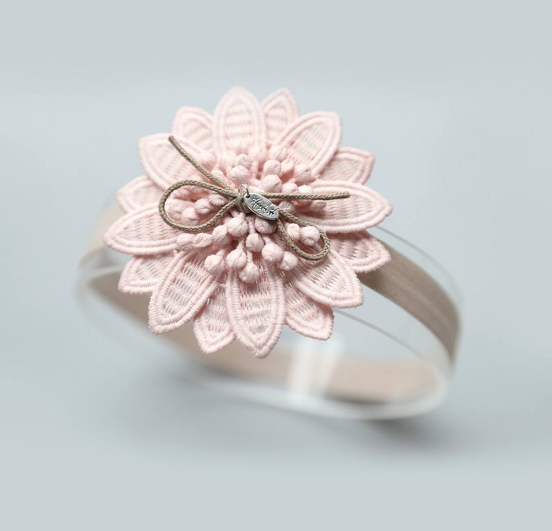 Dusty pink flower baby headband 