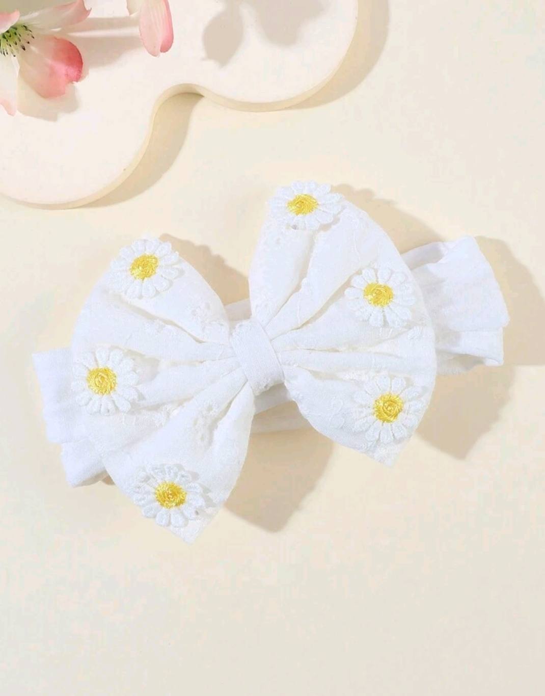 Sunflower big bow baby headband