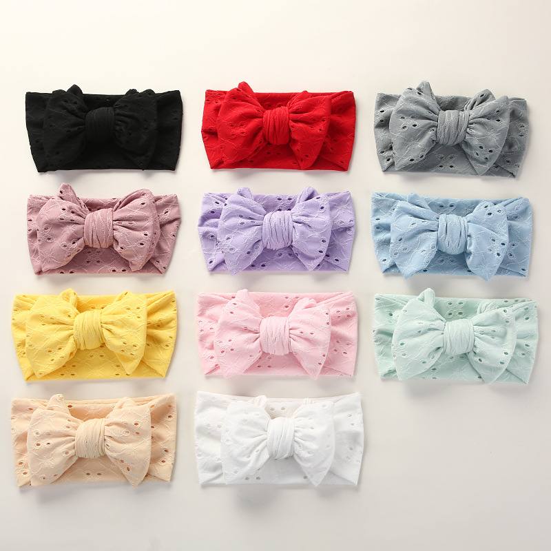 Embroidered Big Bow Baby Headband 