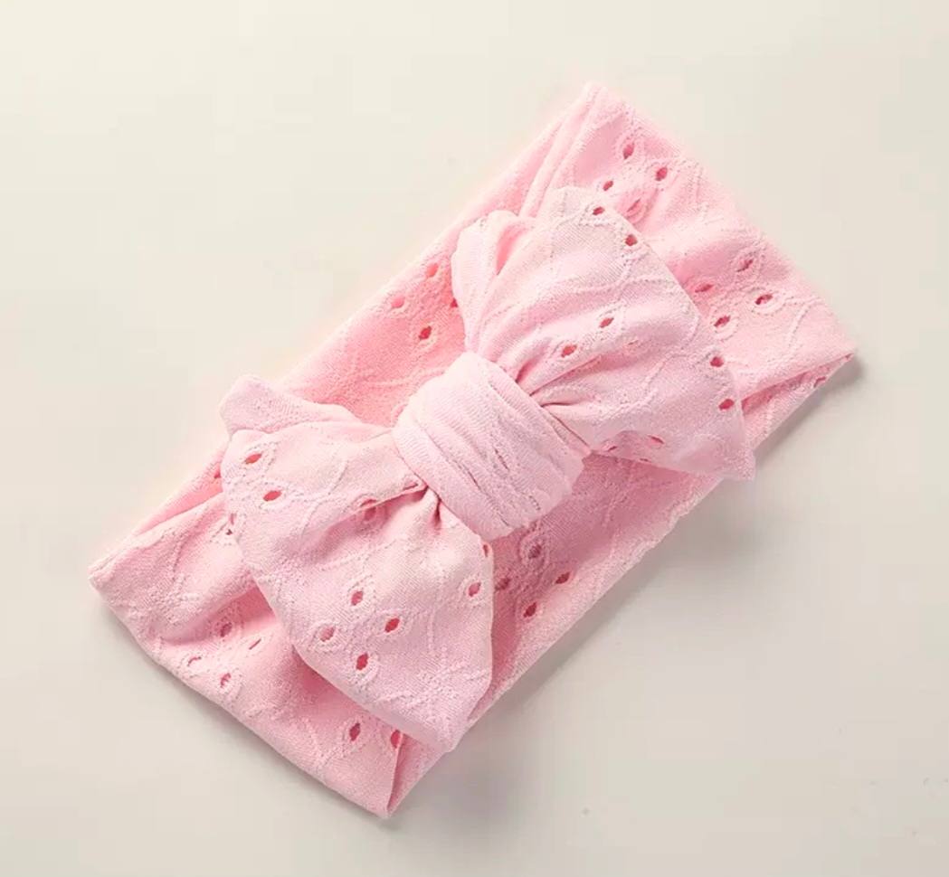 Embroidered Big Bow Baby Headband 