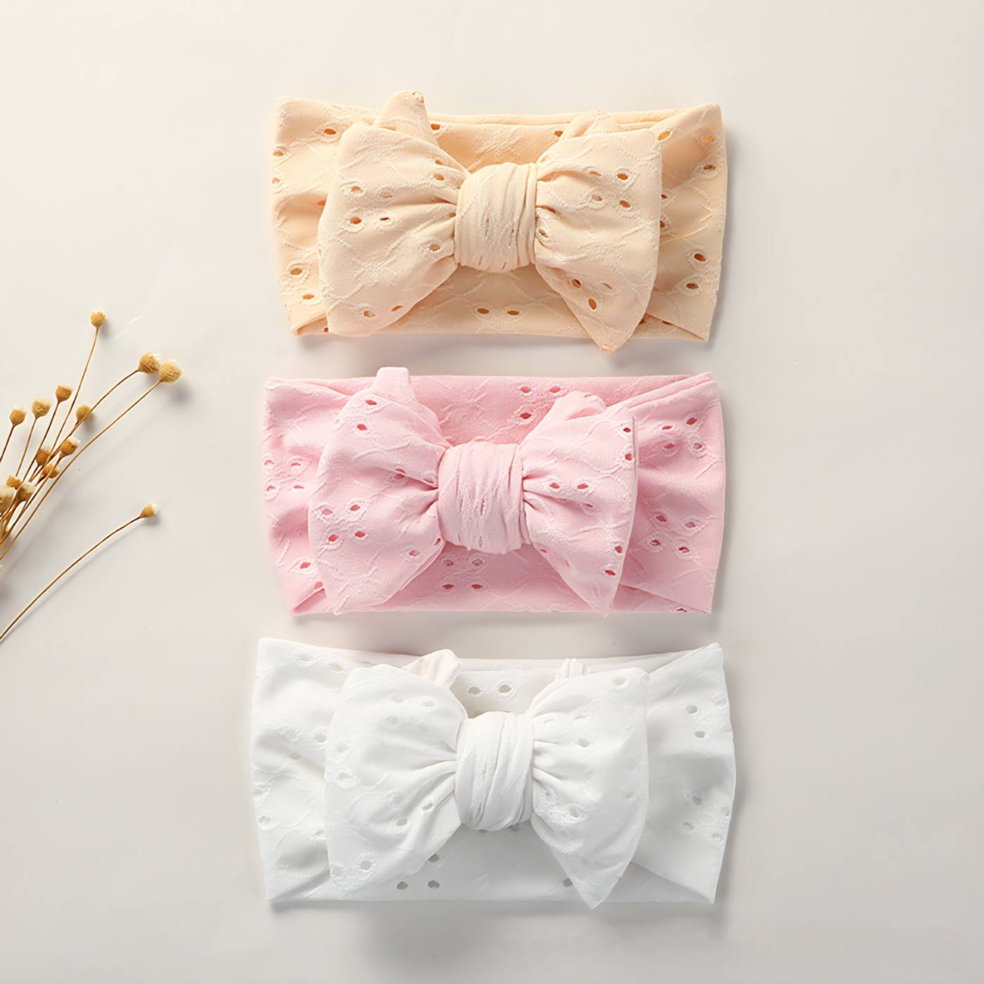 Embroidered Big Bow Baby Headband 