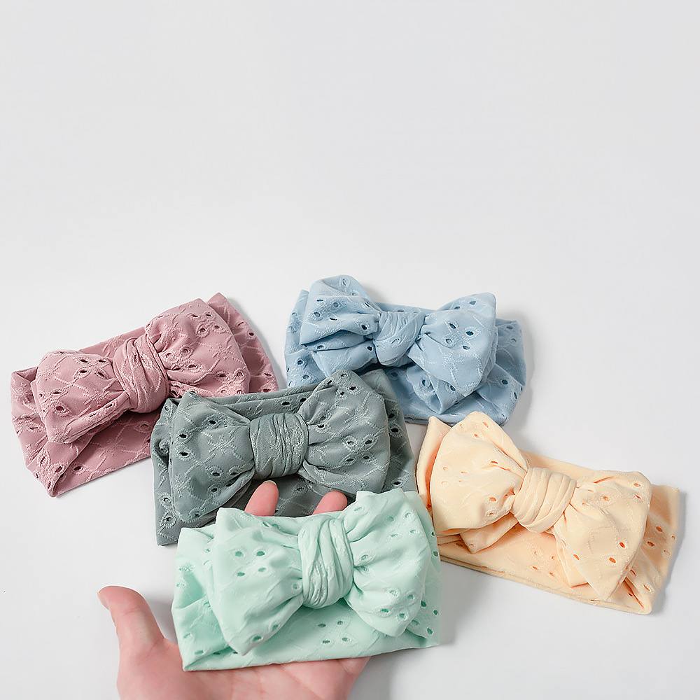 Embroidered Big Bow Baby Headband 