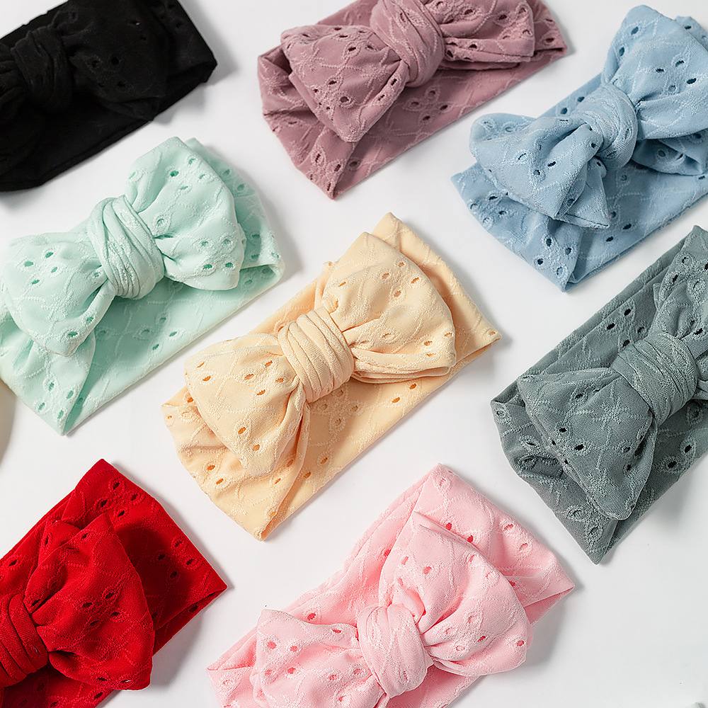 Embroidered Big Bow Baby Headband 
