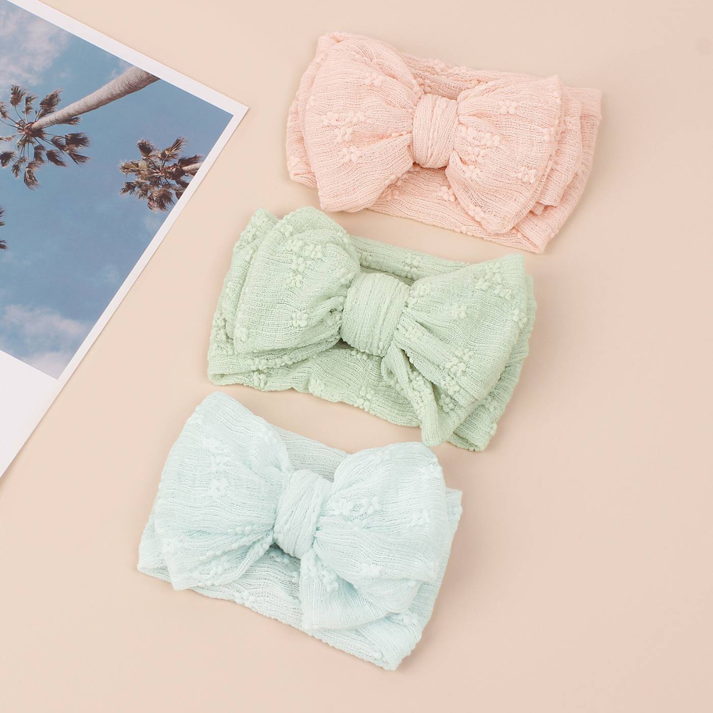 Soft Embroidered Big Bow Baby Headband 