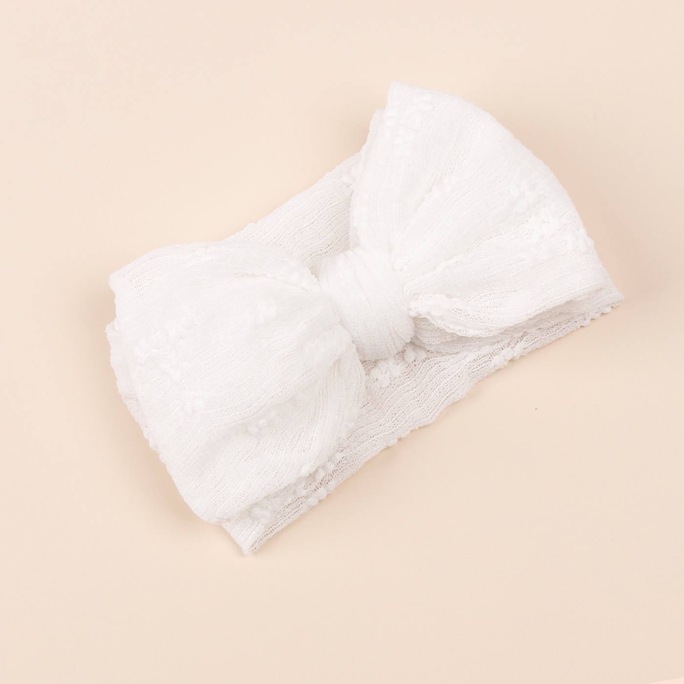 Soft Embroidered Big Bow Baby Headband 