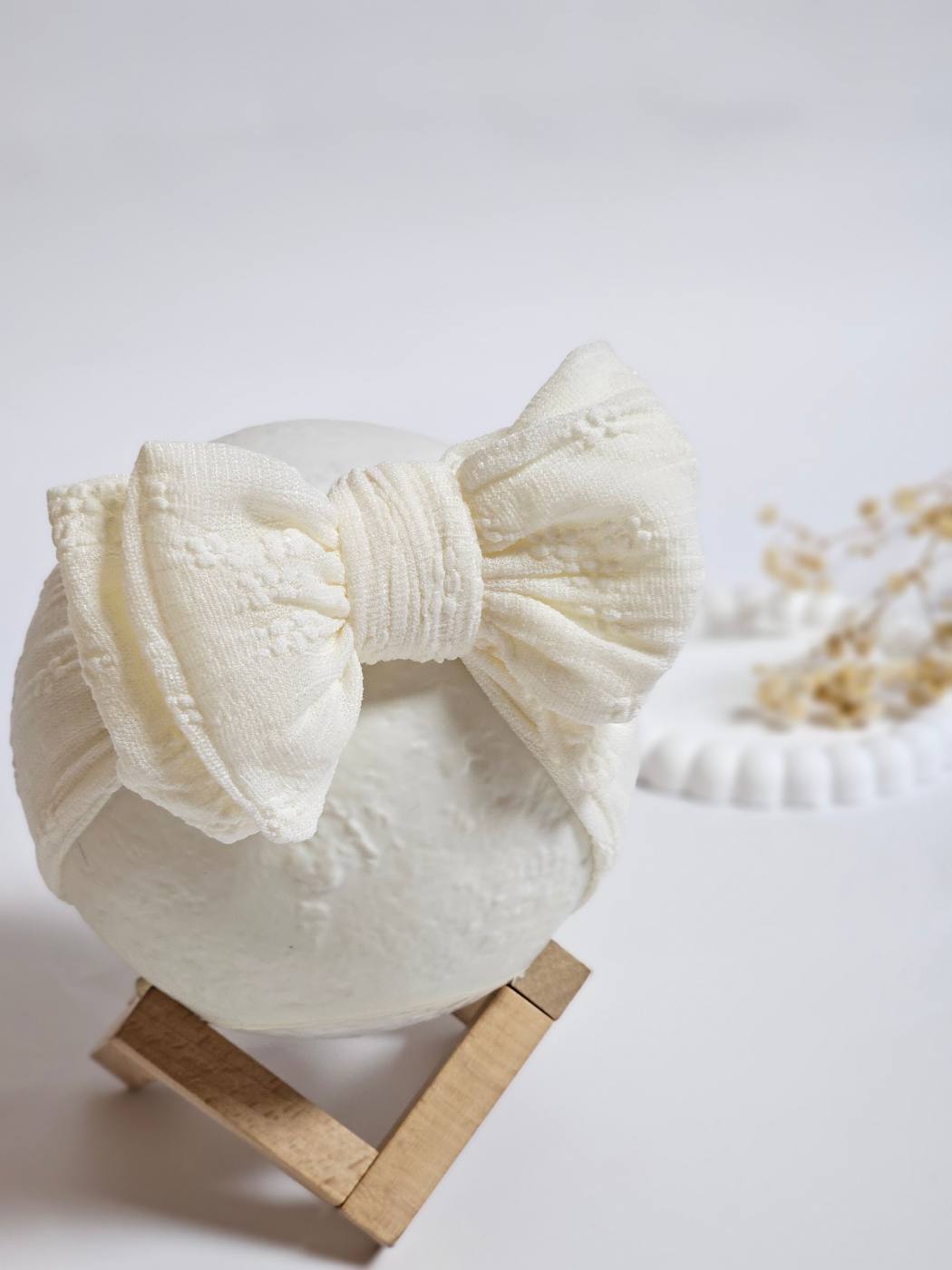 Soft Embroidered Big Bow Baby Headband 