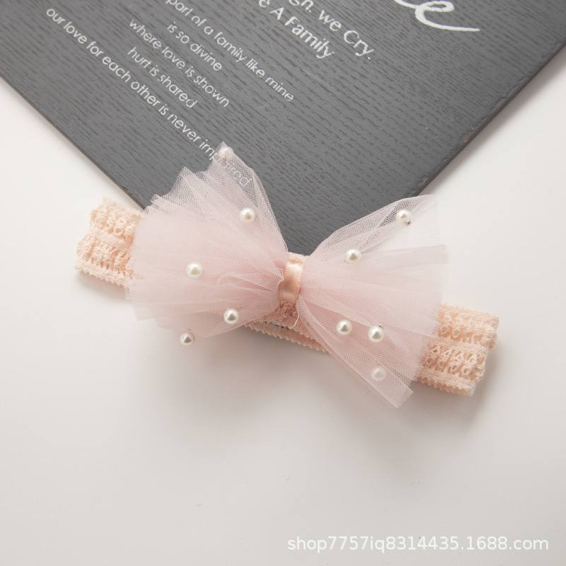 Tulle Bow baby headband with pearls 