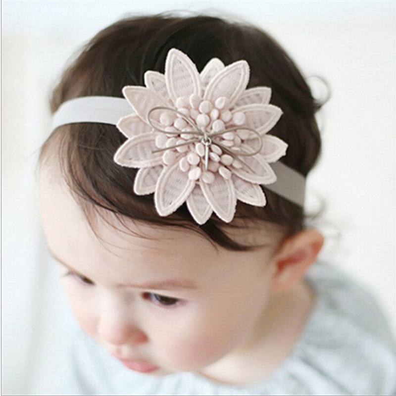 Dusty pink flower baby headband 