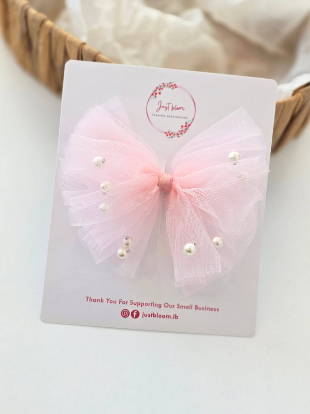 1piece Big Bow Tulle Hair Clip With Pearls 