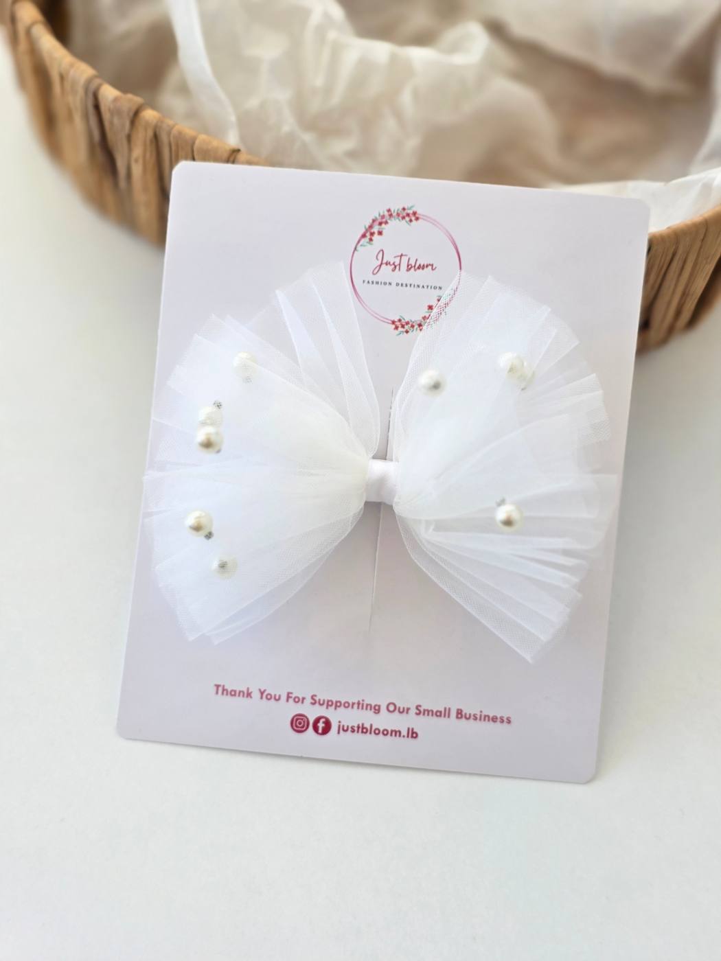 1piece Big Bow Tulle Hair Clip With Pearls 