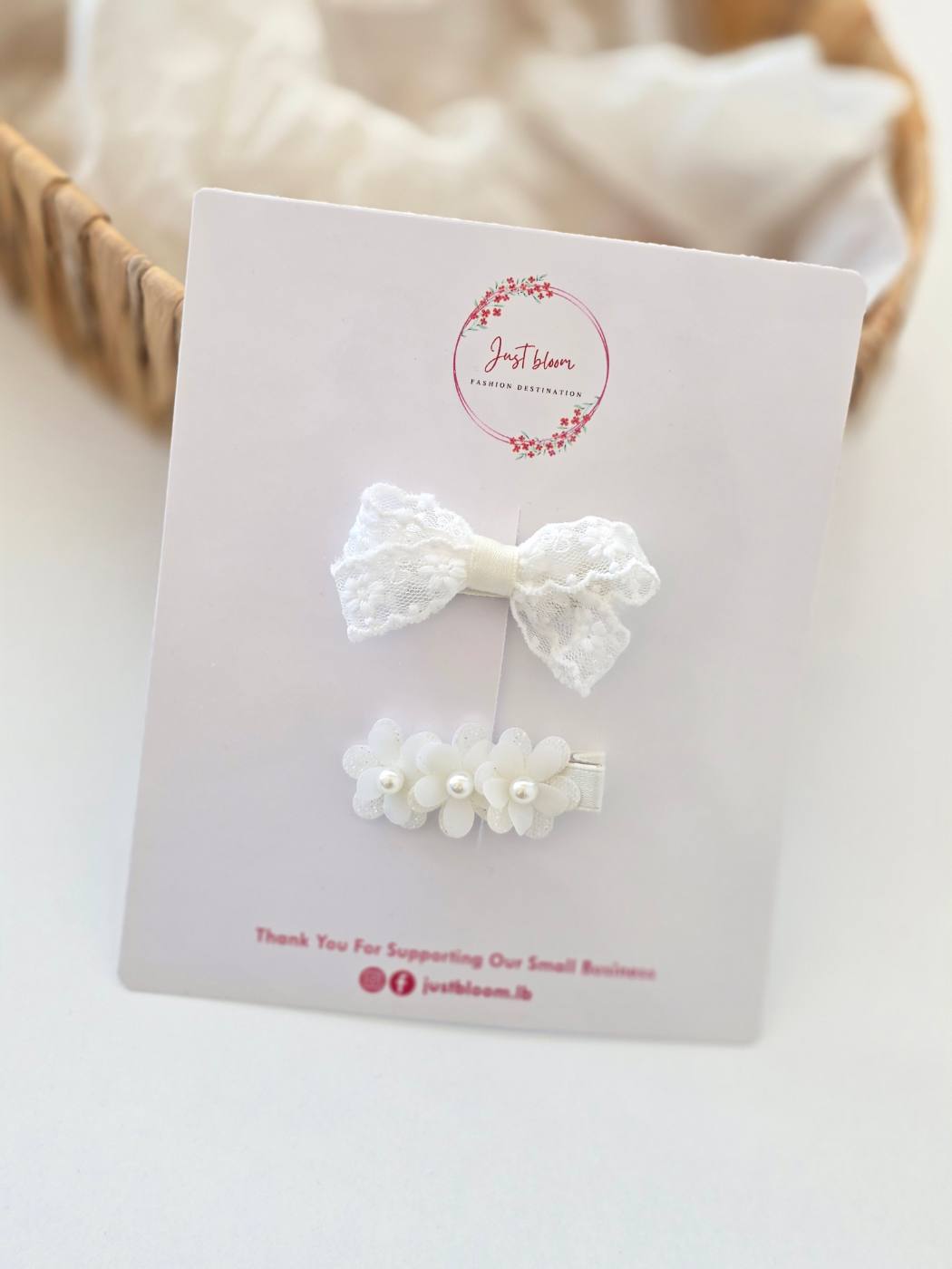 2pcs Elegant White Hair Clip Set