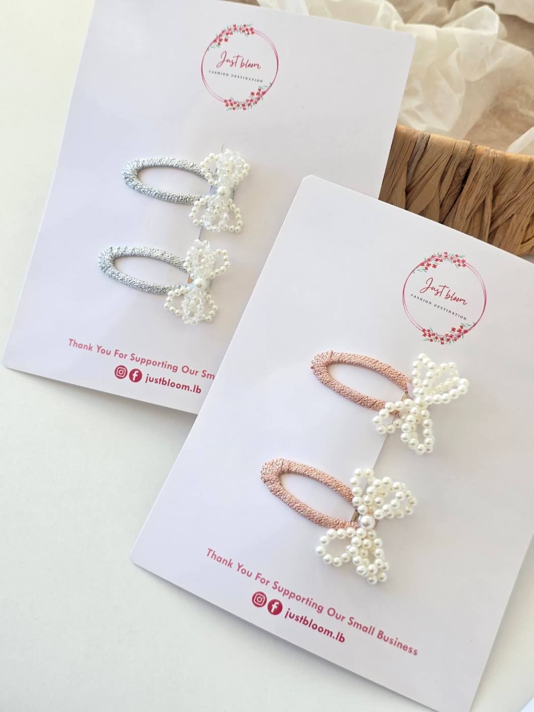 2pcs Pearl Bow Snapclip 