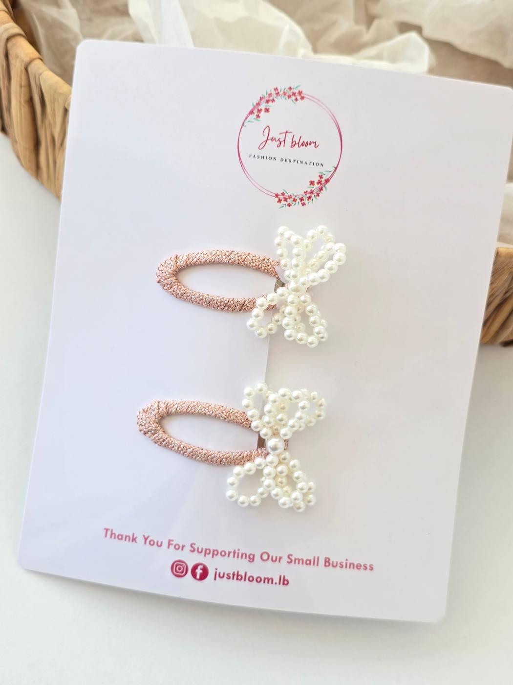 2pcs Pearl Bow Snapclip 