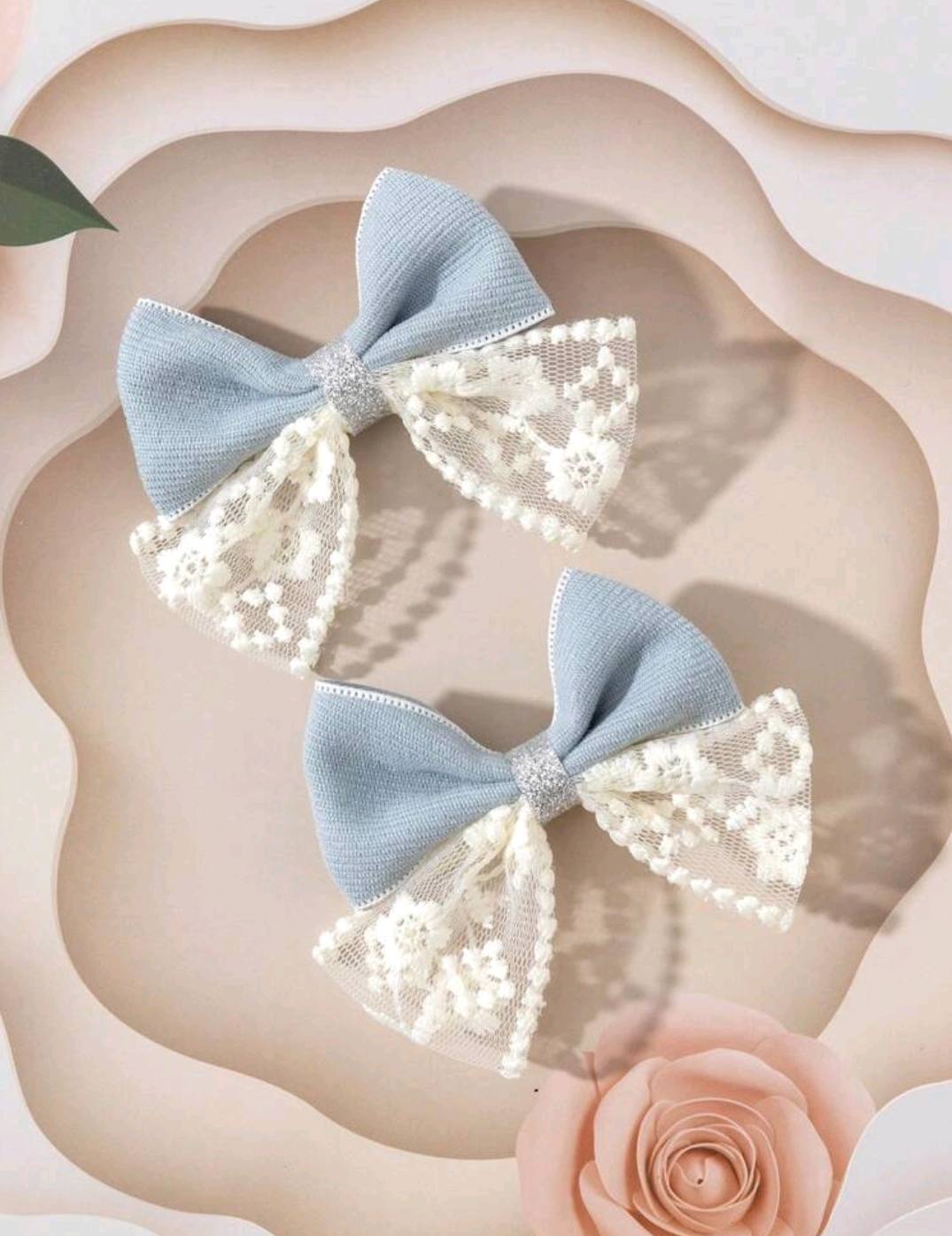 2pcs Lace Bow Hair Clip 