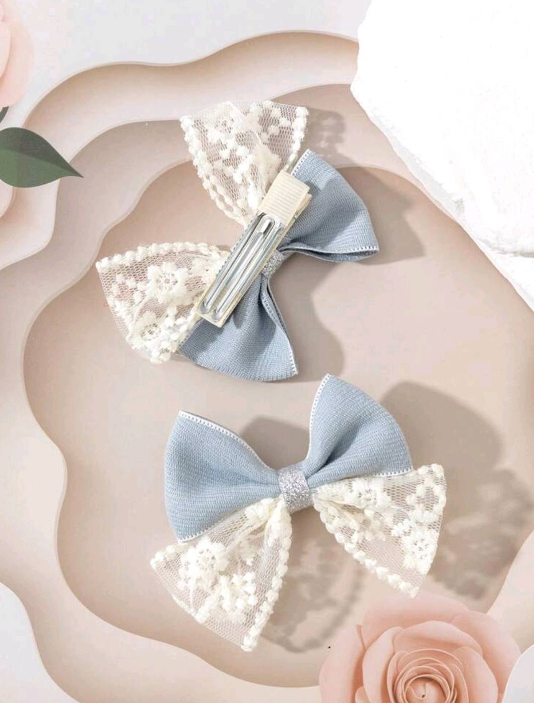 2pcs Lace Bow Hair Clip 