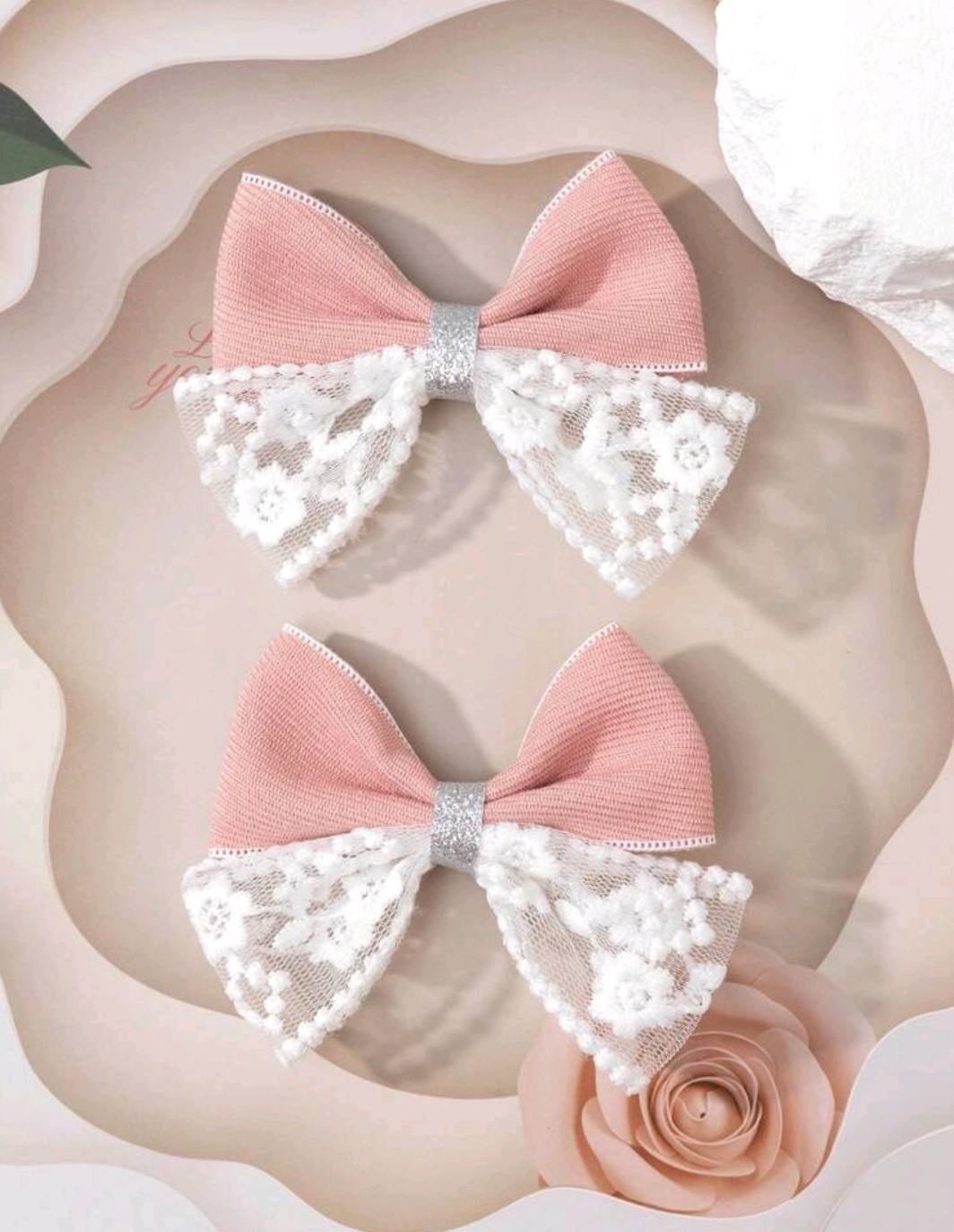 2pcs Lace Bow Hair Clip 