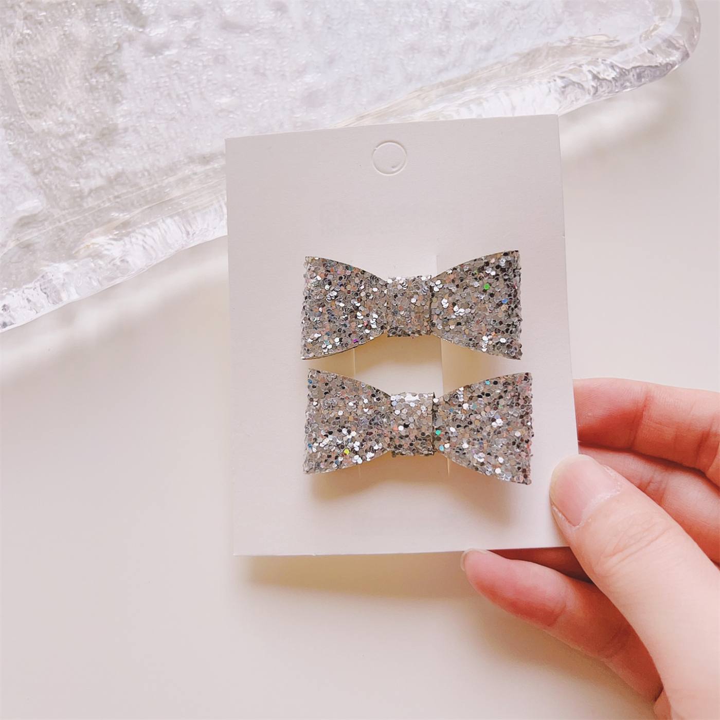 2pcs Sparkly Bow Hair Clip 