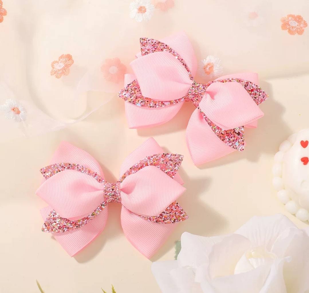 2pcs Sprakly Big Bow Hair Clip 