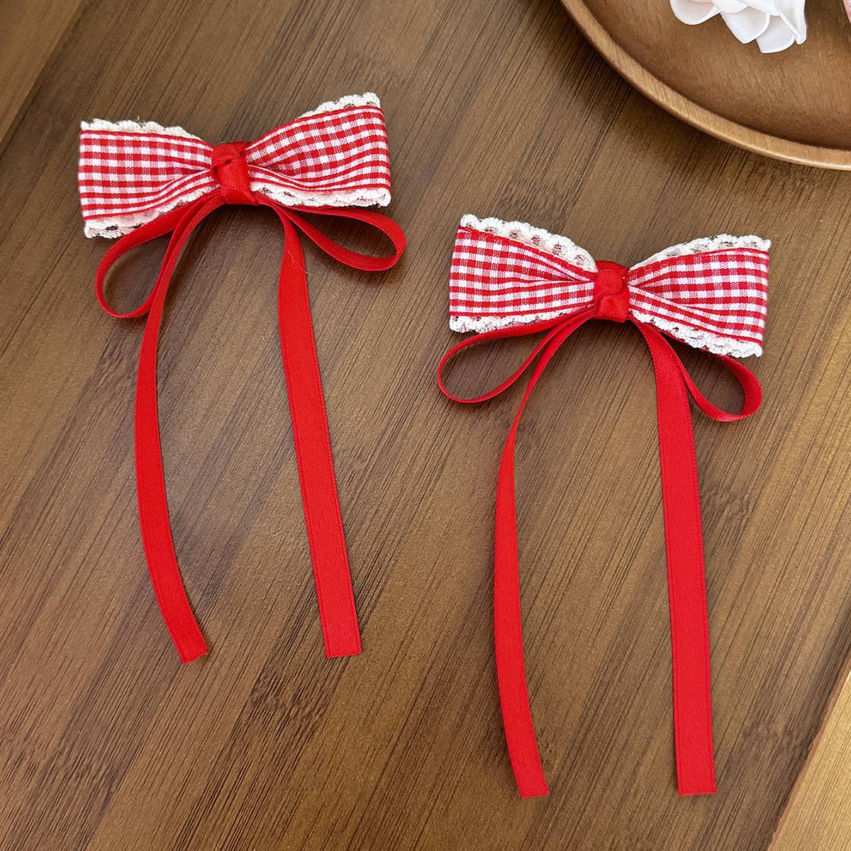 2pcs Sweetheart Ribbon Bow Hair Clip 