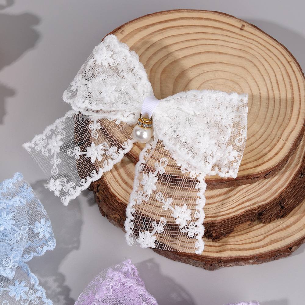 2pcs White Lace Bow Hair Clip 