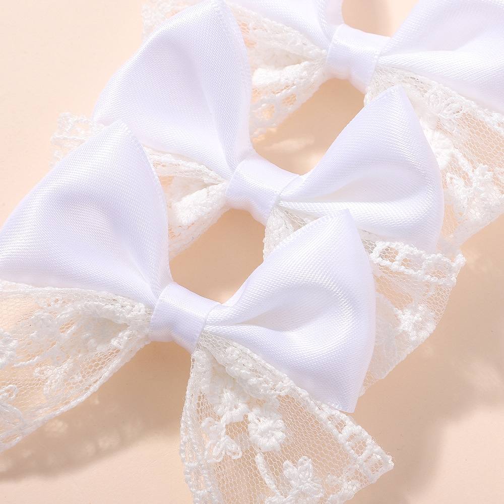 2pcs White Lace mefium sized Bow Hair Clip 