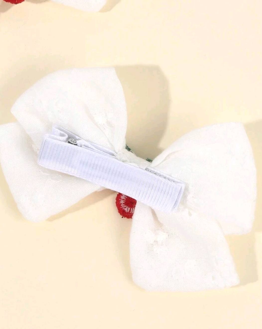 2pcs Cherry White Bow Hair Clip 