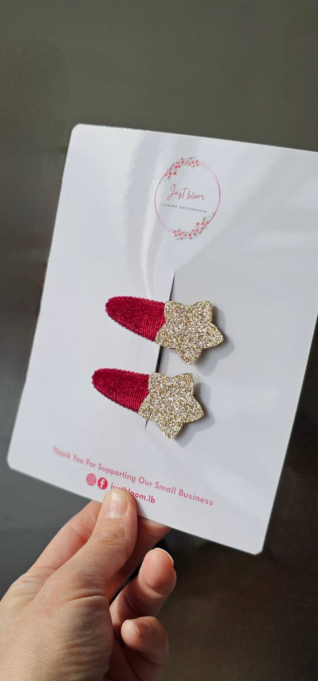 2pcs Velvet Star Snap Clips 