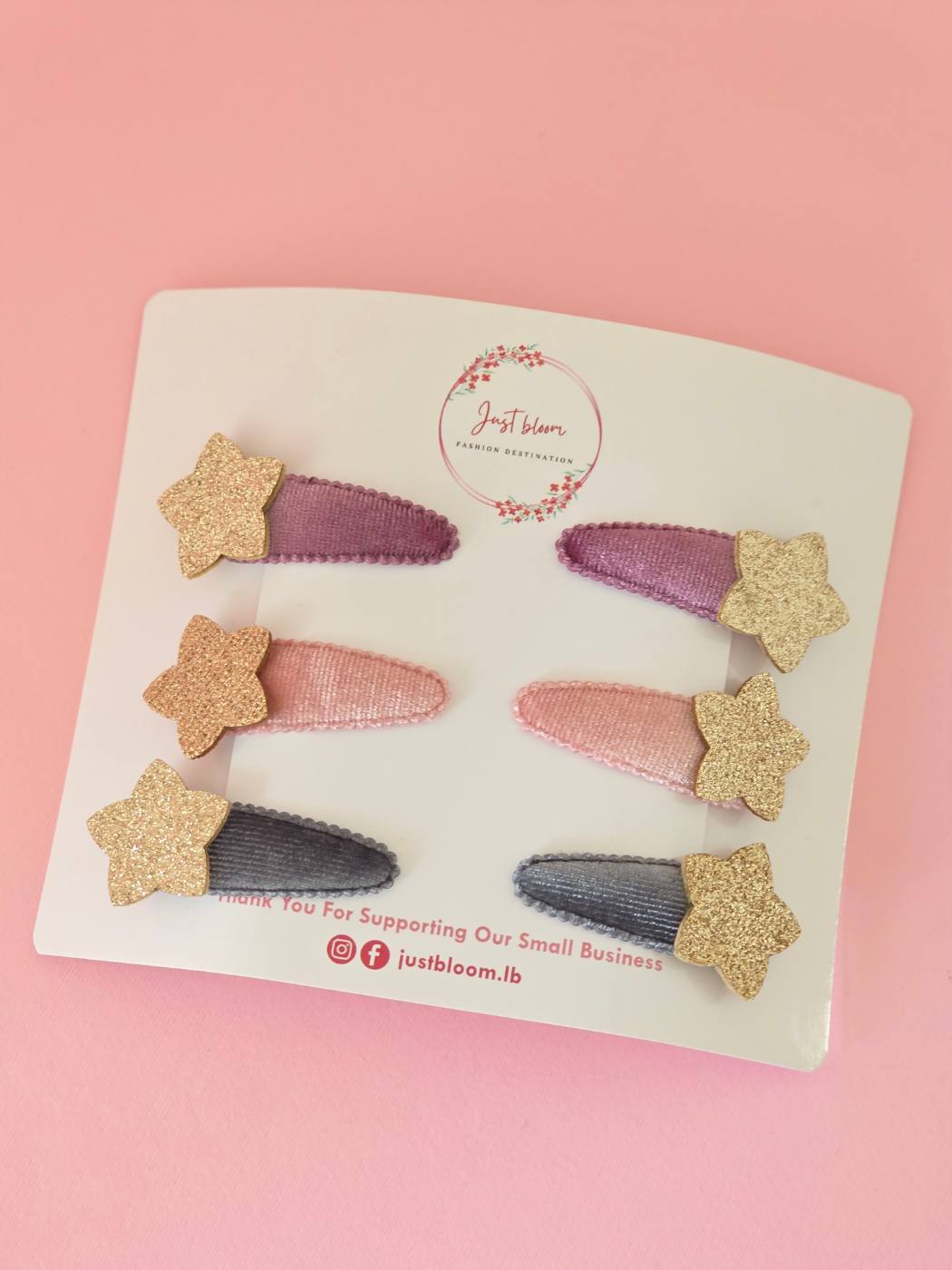 2pcs Velvet Star Snap Clips 