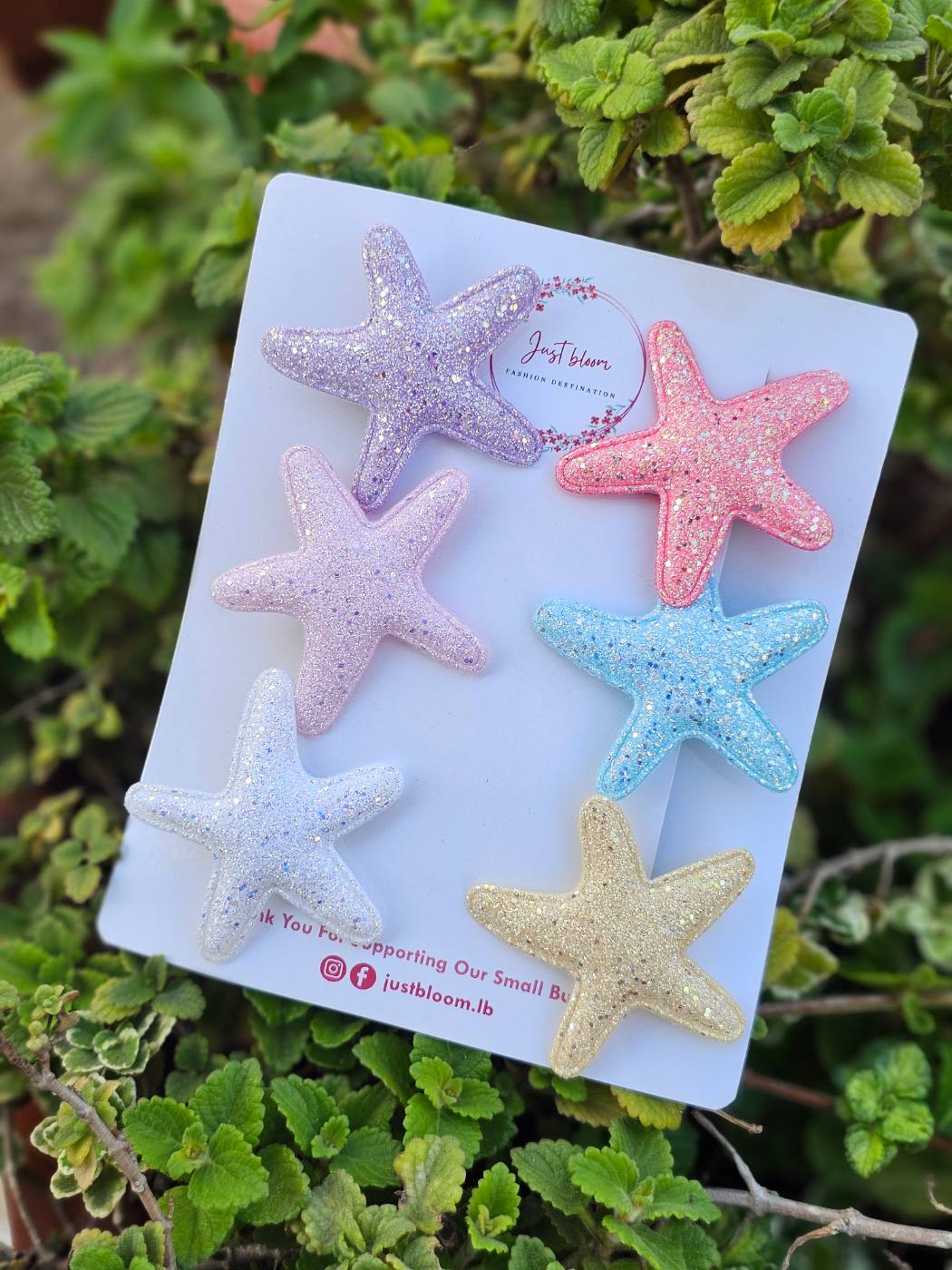 6pcs Glittery Starfish Hair Clip Set 