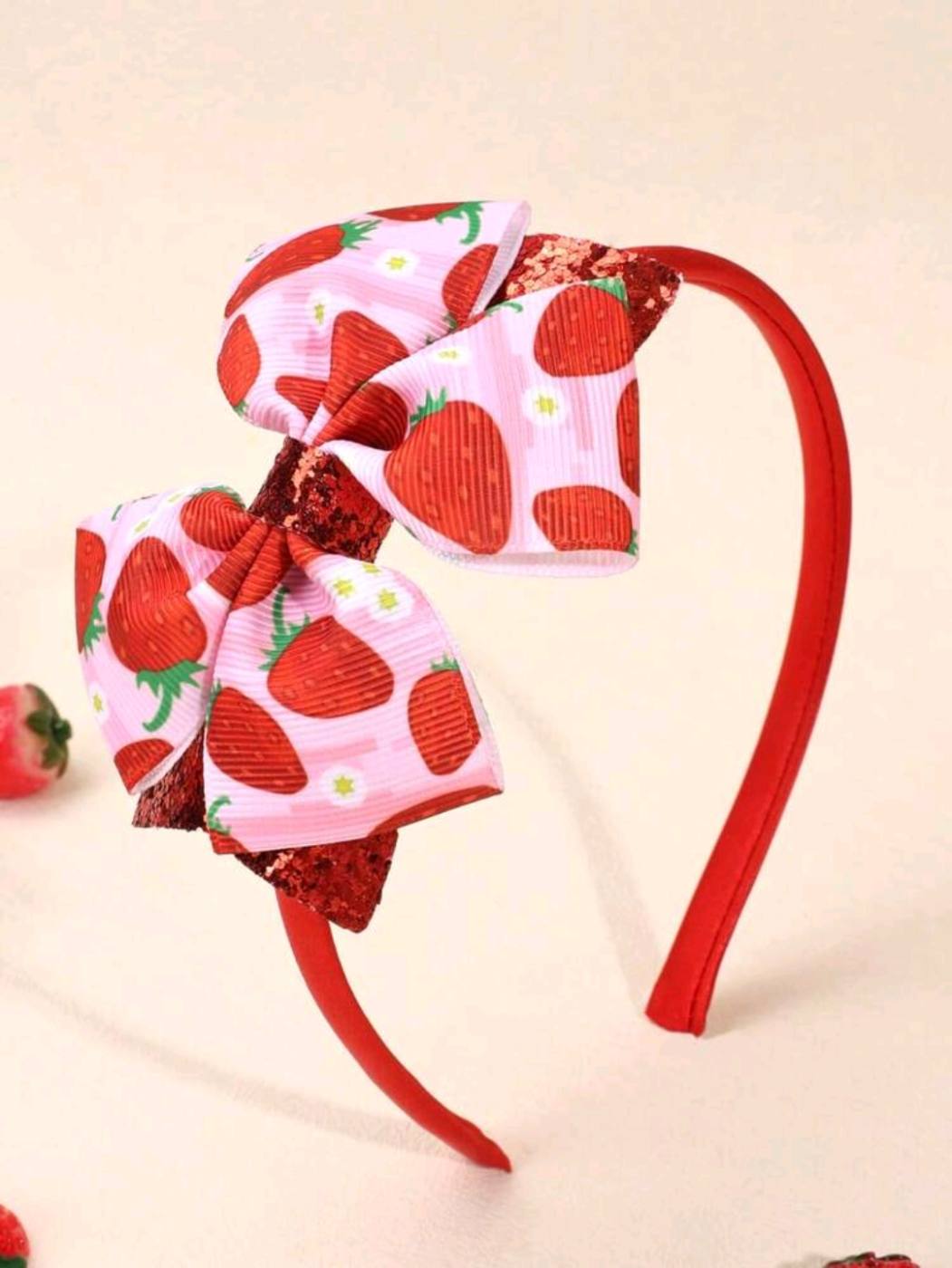 1pc Pink and Red Strawberry Head Band