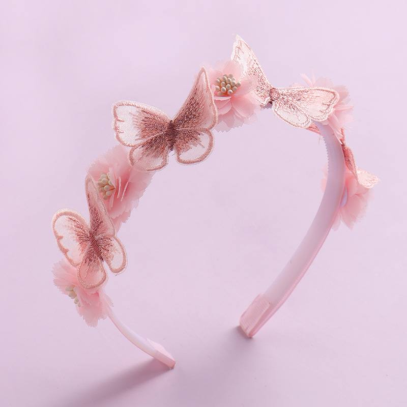 1pc Light pink Butterfly and Roses Head Band 