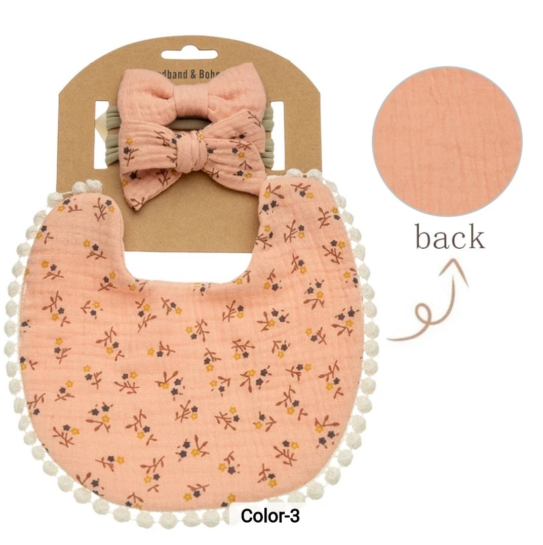 3pcs Brown Floral Baby Bib 