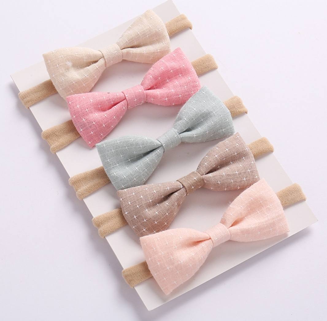 5pcs Pastel Colors Bow Baby Headband set