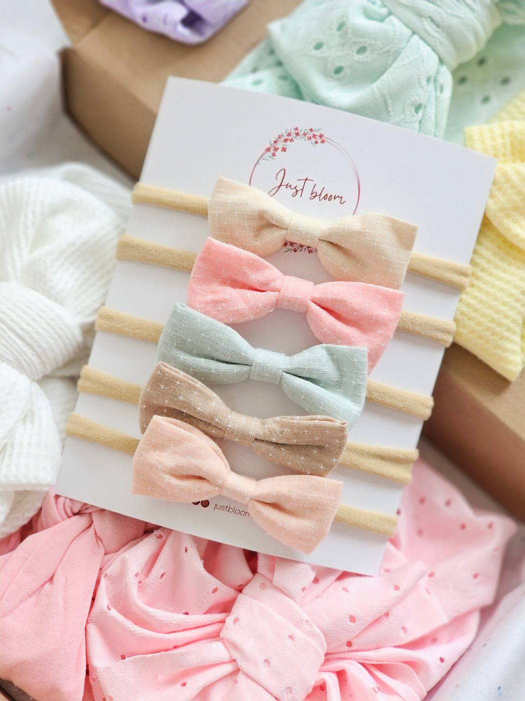 5pcs Pastel Colors Bow Baby Headband set