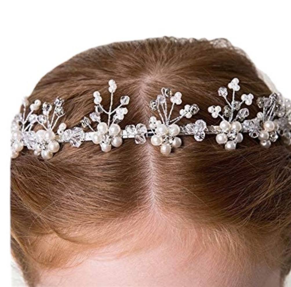 1pc Silver Crown With Pearls 